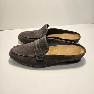 Clarks Keesha Donna Grey Suede Penny Loafer Mules Womens 8.5W